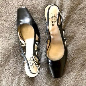 Life Stride, sling back pumps, 2” heels, size 9, black, like new.